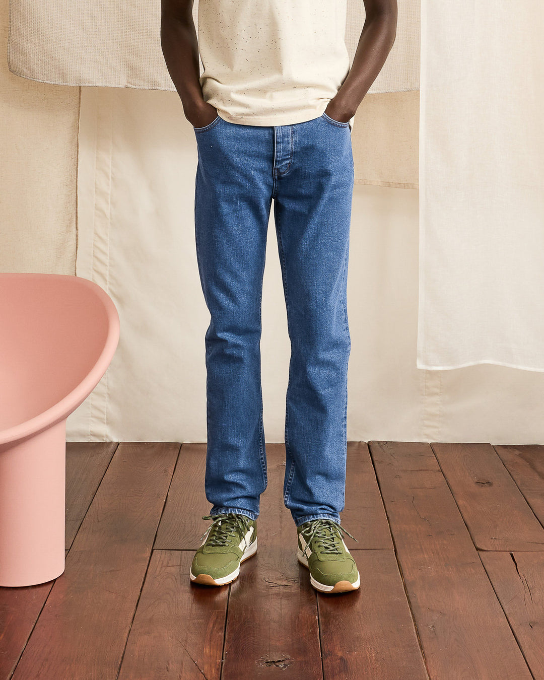 Pantalon Slim En Denim Tissé