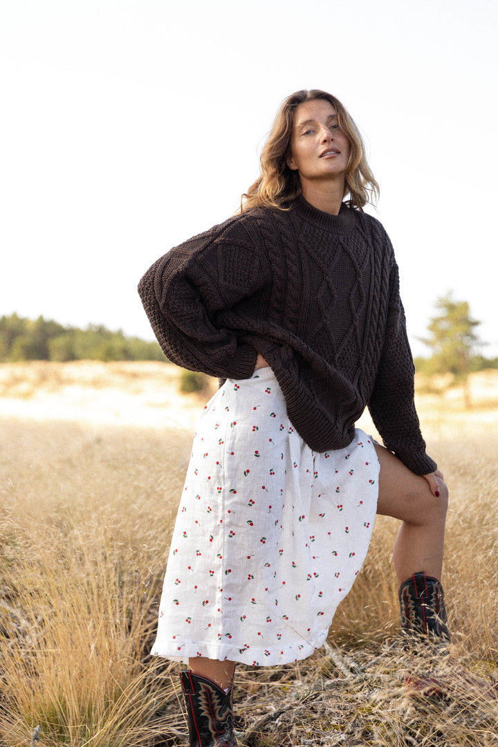 Pull Nonna  100 % Mérinos en maille torsadée