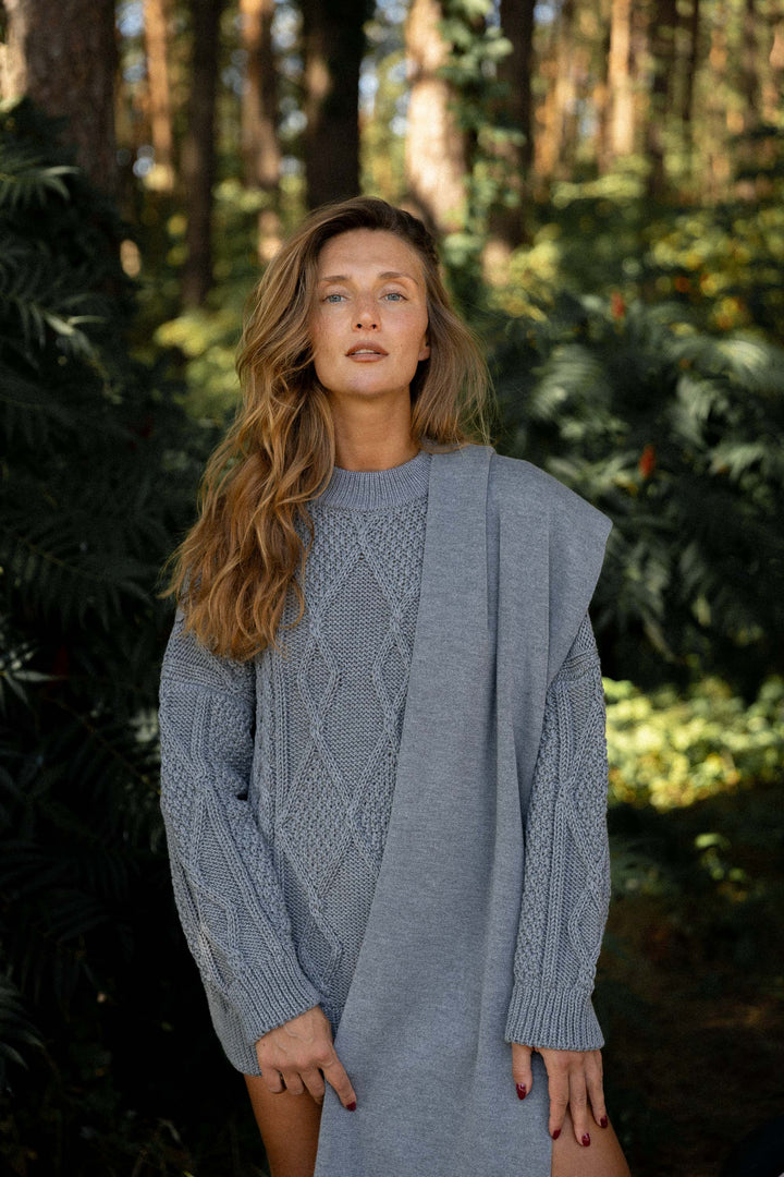 Pull Nonna  100 % Mérinos en maille torsadée