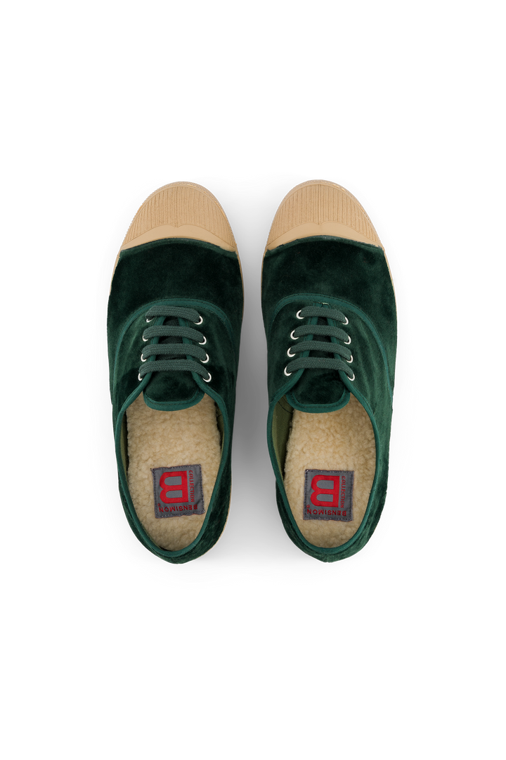 Tennis Femme Ten Lacets Velour Vert Sapin