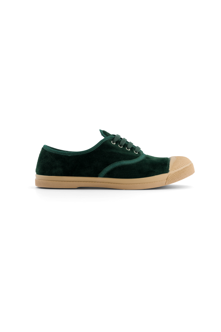Tennis Femme Ten Lacets Velour Vert Sapin