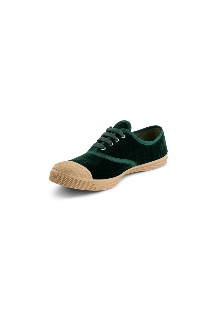 Tennis Femme Ten Lacets Velour Vert Sapin