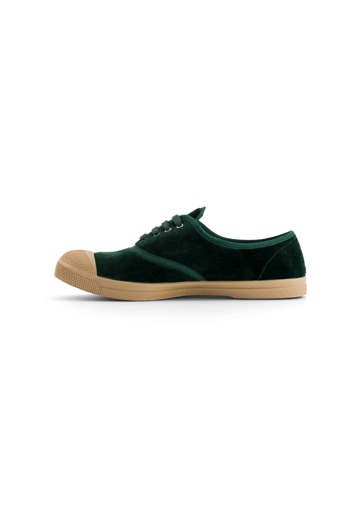 Tennis Femme Ten Lacets Velour Vert Sapin