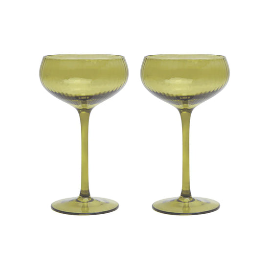 The Lou Coupe Glass - Set Of 2 Olive